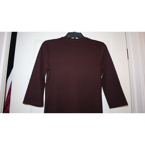 Theory L0224629 Women's Sz M Merlot Side Slit Button Perry Knit Midi Dress $295+ - Picture 8 of 11